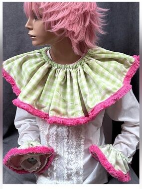 Vintage ruffled clown collar costume clown ruff + cuffs Picnic Pierrot